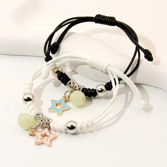 Hollow Star Luminous Beaded Best Friends 2pcs Bracelets - Picture 1 of 6